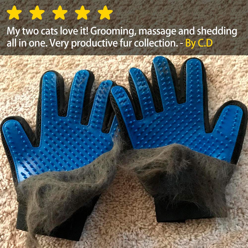 Pet Efficient Pet Hair Remover Mitt Enhanced Five Finger Design Perfect for Dog Cat Long Short Fur