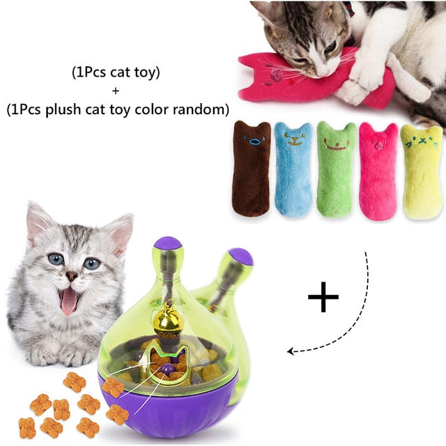 YVYOO  Interactive Cat Toy IQ Treat Ball Smarter Pet Toys Food Ball Food Dispenser For Cats Playing Training Pet supplies D10