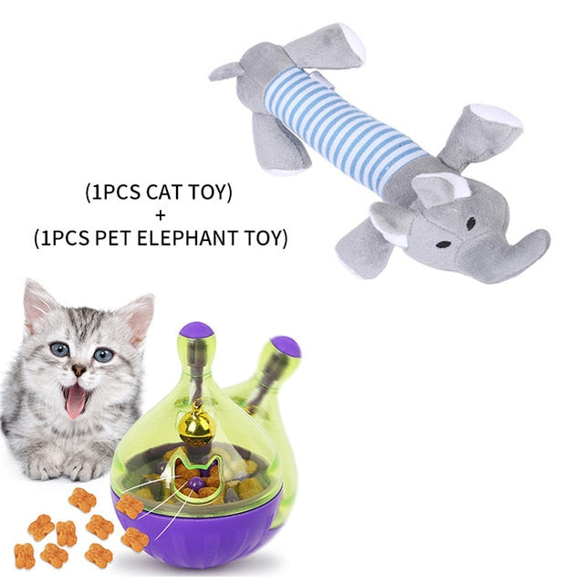 YVYOO  Interactive Cat Toy IQ Treat Ball Smarter Pet Toys Food Ball Food Dispenser For Cats Playing Training Pet supplies D10