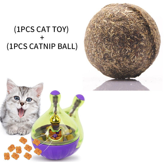 YVYOO  Interactive Cat Toy IQ Treat Ball Smarter Pet Toys Food Ball Food Dispenser For Cats Playing Training Pet supplies D10