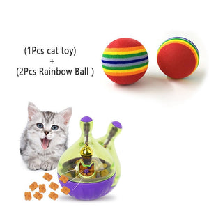 YVYOO  Interactive Cat Toy IQ Treat Ball Smarter Pet Toys Food Ball Food Dispenser For Cats Playing Training Pet supplies D10