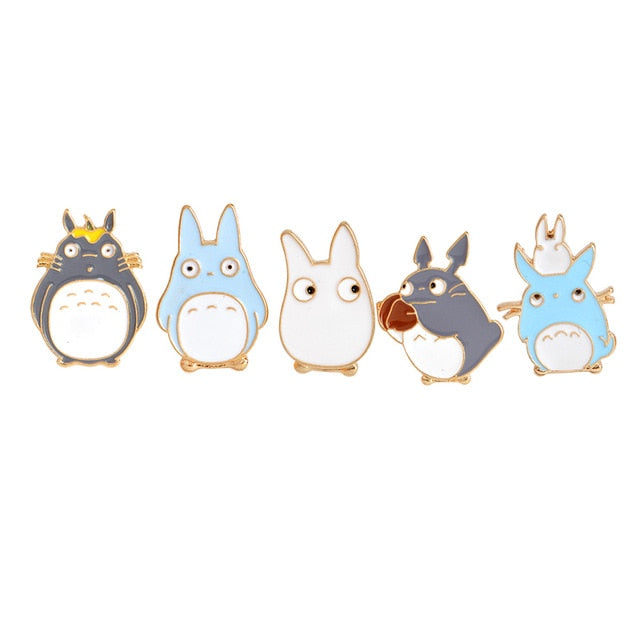Miss Zoe 2~8pcs/set Cat Dog Hippo Kitten Puppy Totoro Brooch Button Pins Denim Jacket Pin Badge Animal Jewelry Gift for Kids