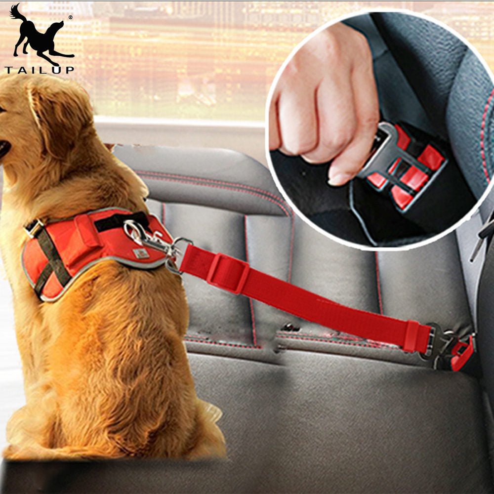 Dog Car Seat Belt Safety Protector Travel Pets Dog Leash Collar Breakaway Solid Car Harness