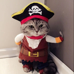 Funny Cat Clothes Pirate Suit Clothes For Cat Costume Clothing Corsair Halloween Clothes Dressing Up Cat Party Costume Suit 31A1