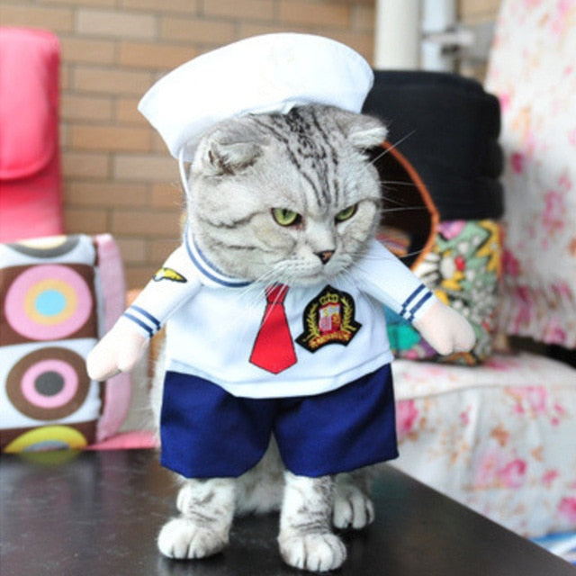 Funny Cat Clothes Pirate Suit Clothes For Cat Costume Clothing Corsair Halloween Clothes Dressing Up Cat Party Costume Suit 31A1