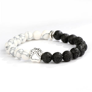 Hot Selling Natural Stone Mala Bead Yoga Bracelet Pitbull Dog Hand Paw 8mm Elastic Rope Bead Bracelet Fashion Men Women Jewelry