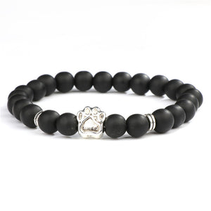 Hot Selling Natural Stone Mala Bead Yoga Bracelet Pitbull Dog Hand Paw 8mm Elastic Rope Bead Bracelet Fashion Men Women Jewelry