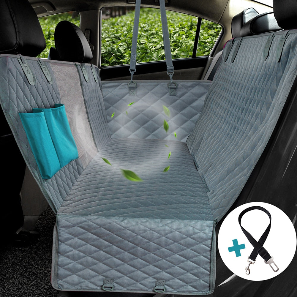 Dog Car Seat View Mesh Waterproof Pet Car Rear SeatBack Mat Hammock Cushion Protector Zipper Pockets
