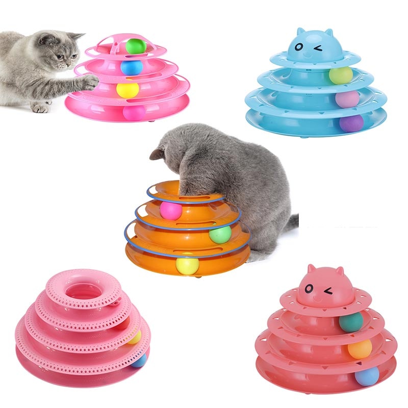Funny Cat Pet Toy Cat Toys Intelligence Triple Play Disc Cat Toy Balls Cat Crazy Ball Disk Interactive Toy for IQ Traning