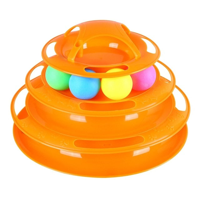 Funny Cat Pet Toy Cat Toys Intelligence Triple Play Disc Cat Toy Balls Cat Crazy Ball Disk Interactive Toy for IQ Traning