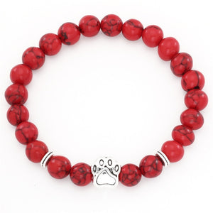 Hot Selling Natural Stone Mala Bead Yoga Bracelet Pitbull Dog Hand Paw 8mm Elastic Rope Bead Bracelet Fashion Men Women Jewelry