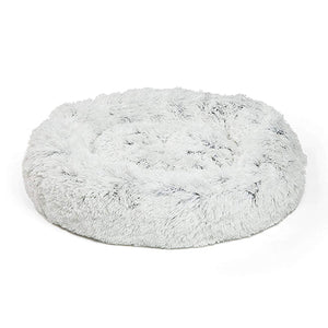 Warm Fleece Dog Bed 5 Sizes Round Lounger Cushion Small Medium Large Dogs Cat Winter Kennel