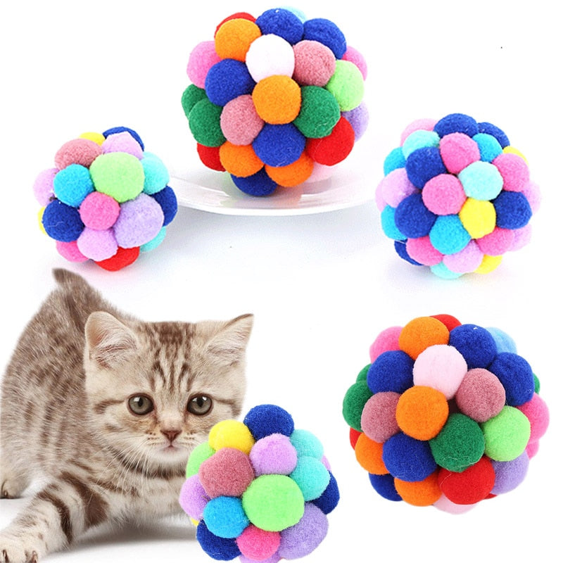 1PC Popular 2018 New Pet Interactive Toy Hot Sale Cat Toy Pet Supplies High Quality Bells Bouncy Ball Colorful Handmade